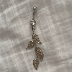 dangle leaf belly button ring 16 gauge